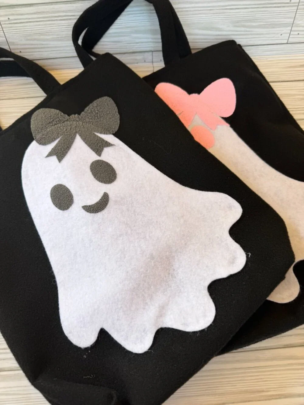 Cute Ghost Halloween Treat bag, Handmade Felt trick or treat Bag, kids Halloween